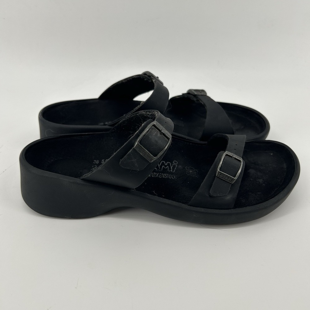 Tatami By Birkenstock Sandals Womens 7 EU38 Black 2 Strap Buckle Slides Normcore